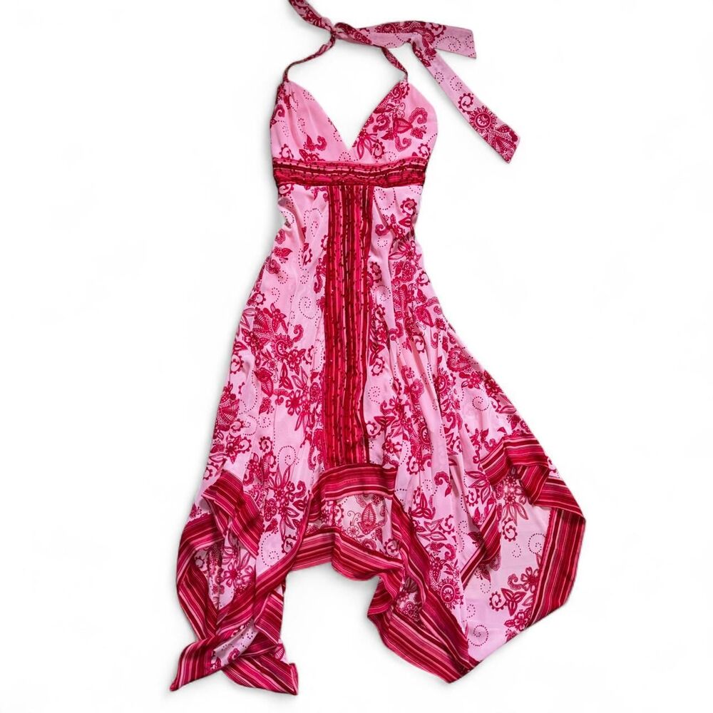 European-culture Women's Pink and Red Dress